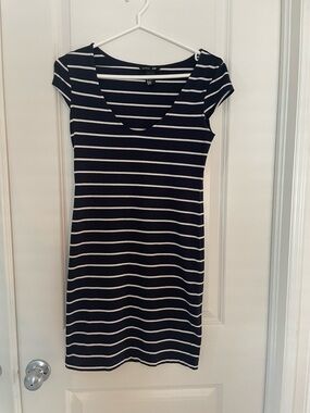 H&M Navy and White Striped Mini Dress